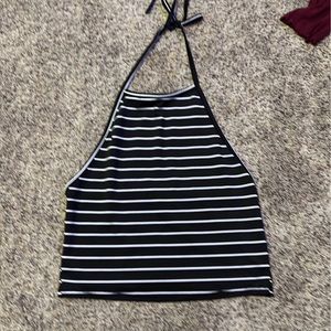Black and White striped Halter Top size Small